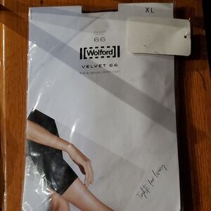 Nib Wolford XL Velvet 66 Black Tights in Admiral